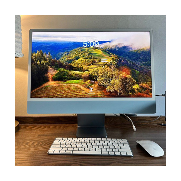 کامپیوتر اپل 24 اینچ مدل iMac 2021 M1 رم 8 گیگابایت ظرفیت 256 گیگابایت Apple iMac 24-inch 2021 M1 8GB RAM 256GB SSD Blue All-in-One - MJV93